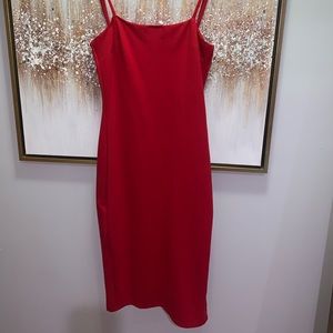 Red midi bodycon dress